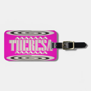 Theresa Name Design tief rosa mit hypnotischen Sym Gepäckanhänger