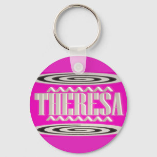 Theresa Name Design tief rosa mit hypnotischen Sym Schlüsselanhänger