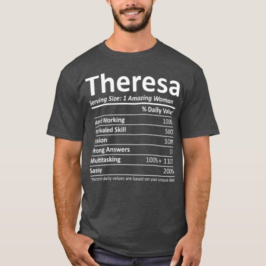 THERESA Nutrition Personalisiert Name Funny Gift T-Shirt (Vorderseite)