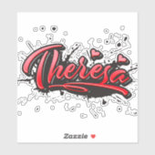 Theresa red Heart Graffiti Aufkleber Sticker (Blatt)
