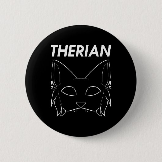 Therian Furry Animal Mask Wolf Cat Dog Button (Vorderseite)