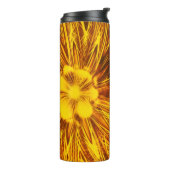 Thermal Tumbler Abstrakte Linien Gelbe Blume Thermosbecher (Nach links gedreht)