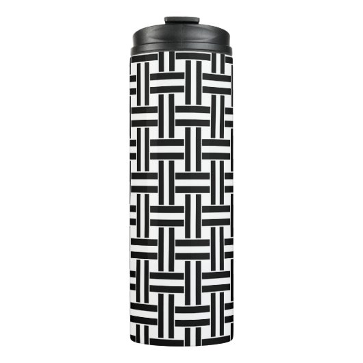Thermal Tumbler Black & White Square Stripe Thermosbecher (Vorderseite)