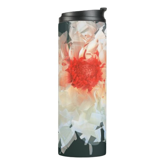 Thermal Tumbler Blume Weiß Schwarz Kubist Thermosbecher (Nach links gedreht)
