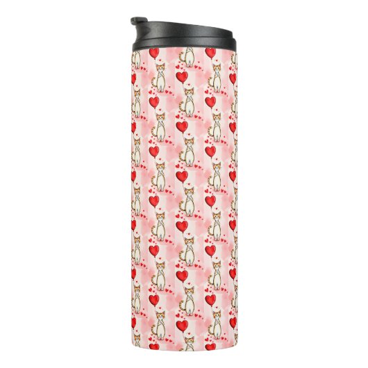 Thermal Tumbler Cat Kitten Red Hearts Thermosbecher (Nach rechts gedreht)