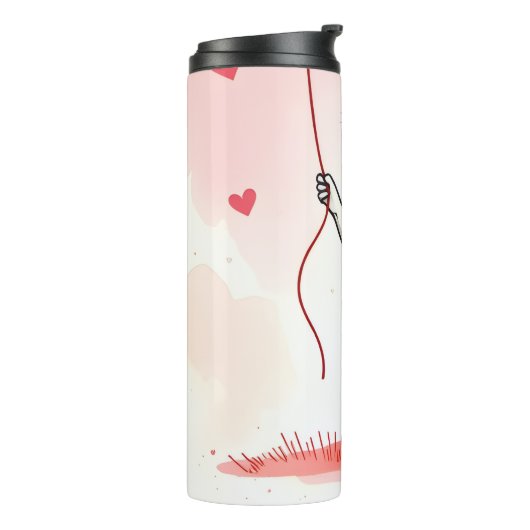 Thermal Tumbler Dog Puppy Red Hearts Thermosbecher (Nach links gedreht)