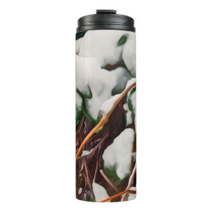 Thermal Tumbler frischer Schnee auf Evergreen Blät Thermosbecher