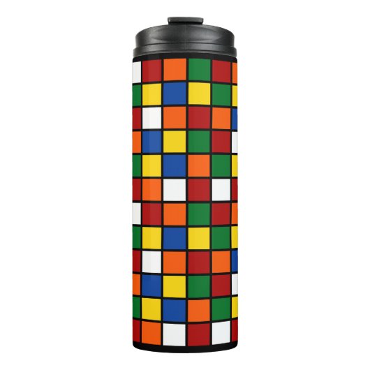 Thermal Tumbler mit bunten Quadraten Var01 Thermosbecher (Vorderseite)