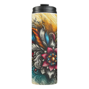 Thermal Tumbler mit handgezeichnetem Design Thermosbecher