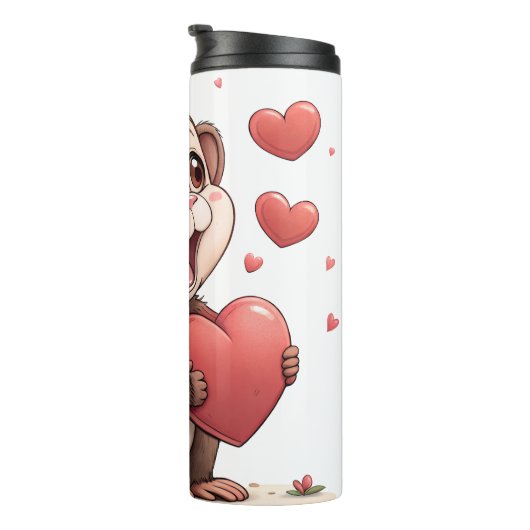 Thermal Tumbler Monkey Red Hearts Thermosbecher (Nach rechts gedreht)