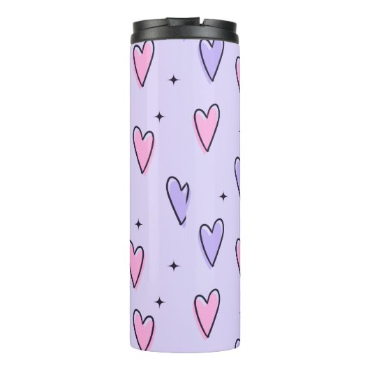 Thermal Tumbler Purple Pink Hearts Thermosbecher (Rückseite)