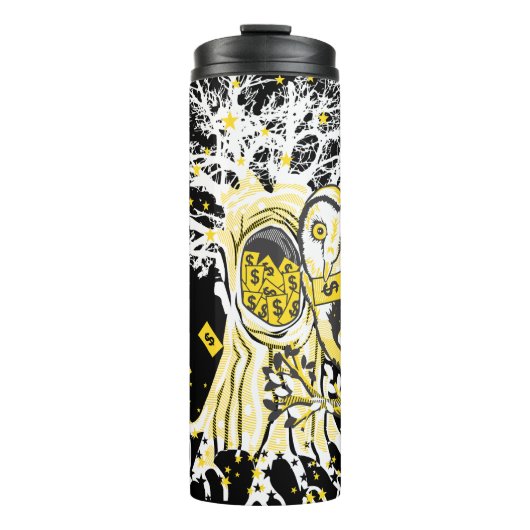 Thermal Tumbler – Urban Tree Owl & Wealth Surreal Thermosbecher (Vorderseite)