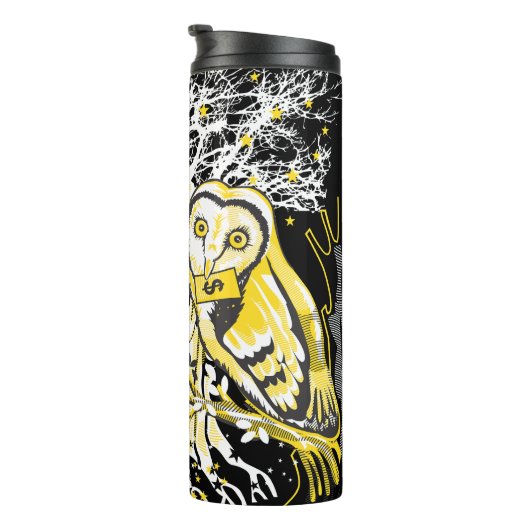 Thermal Tumbler – Urban Tree Owl & Wealth Surreal Thermosbecher (Nach rechts gedreht)