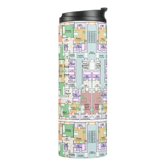 Thermal Tumbler with Architectural Blueprint Thermosbecher (Nach links gedreht)