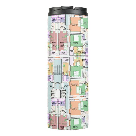 Thermal Tumbler with Architectural Blueprint Thermosbecher (Rückseite)