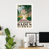 Thermalbad Baden Schweiz Vintage Reise Poster (Heimbüro)