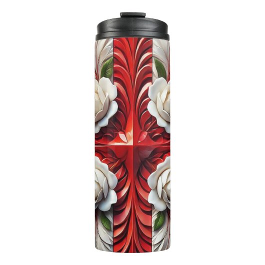 Thermaltumbler mit englischer Rose Design Thermosbecher (Vorderseite)