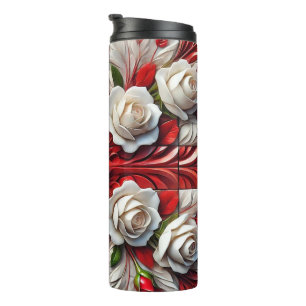 Thermaltumbler mit englischer Rose Design Thermosbecher