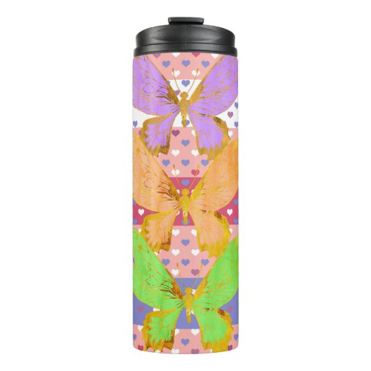 Thermaltumbler mit Schmetterlingen und Herz Thermosbecher (Vorderseite)