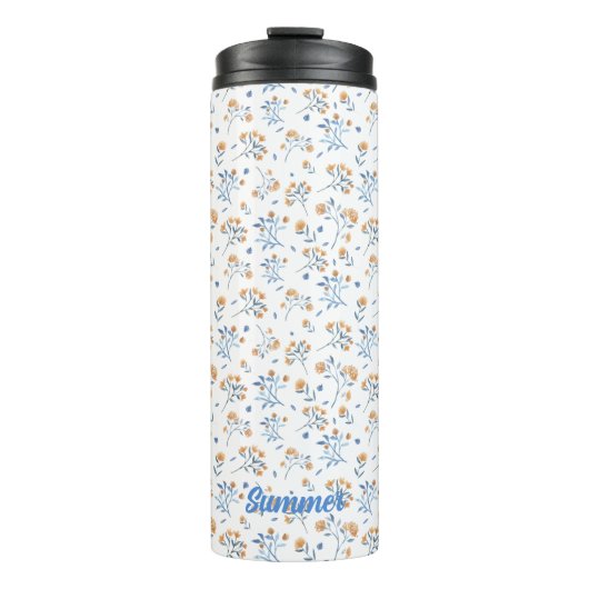 Thermischer Tumbler, weißes Monogramm Floral Thermosbecher (Vorderseite)