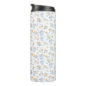 Thermischer Tumbler, weißes Monogramm Floral Thermosbecher (Nach rechts gedreht)