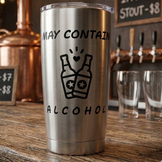Thermobecher mit Alkohol-Warnhung – Lustig