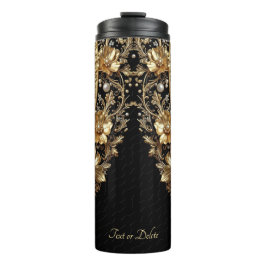 Thermobecher mit goldenem verziertem Blumendesign Thermosbecher