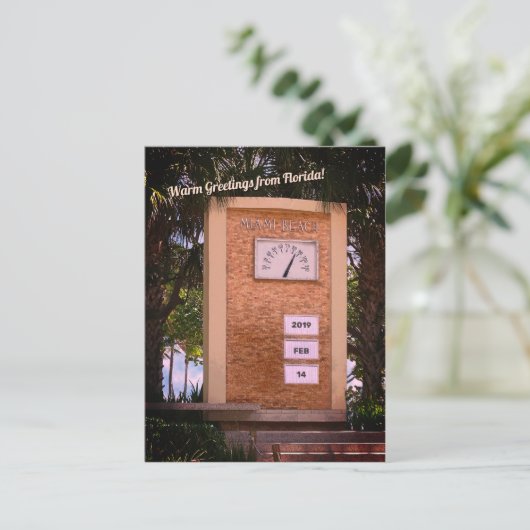 Thermometer am Miami Beach Ocean Drive (Datum einf Postkarte (Stehend Vorderseite)