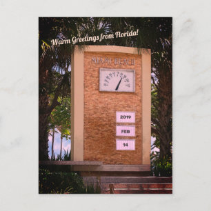 Thermometer am Miami Beach Ocean Drive (Datum einf Postkarte