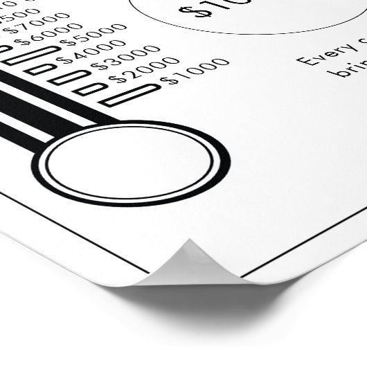 Thermometer Fundraiser Donation Goal Tracker Sign Poster (Ecke)