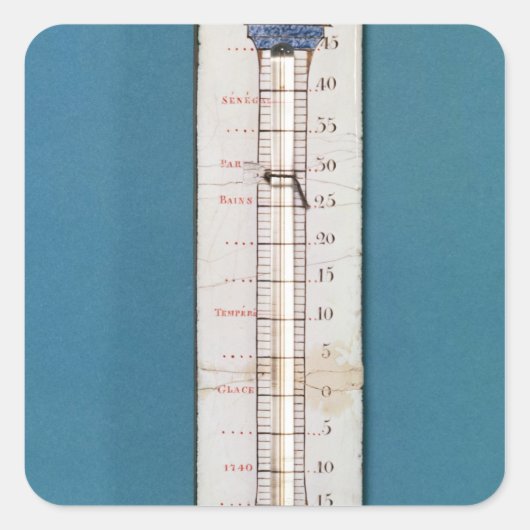 Thermometer mit einer sensygischen Motorhaube über Quadratischer Aufkleber (Vorderseite)