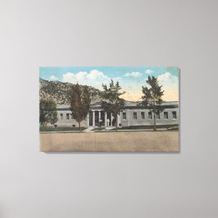 Thermopolis, WY - Ansicht des Big Horn-Bad-Hauses Leinwanddruck