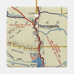 Thermopolis WY Vintage Karte Keramikornament