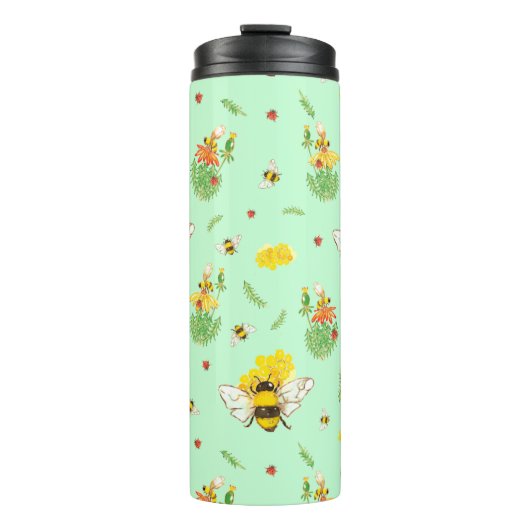 Thermosflasche mit Bienen und Glückskäfer Thermosbecher (Vorderseite)