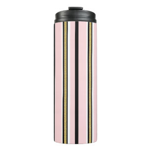 Thermotumbler Babyrosa & Weißgold Schwarzstreifen Thermosbecher