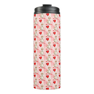 Thermotumbler Katze Kätzchen Rote Herzen  Thermosbecher