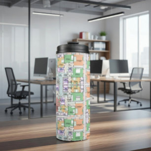 Thermotumbler mit architektonischem Bauplan Thermosbecher