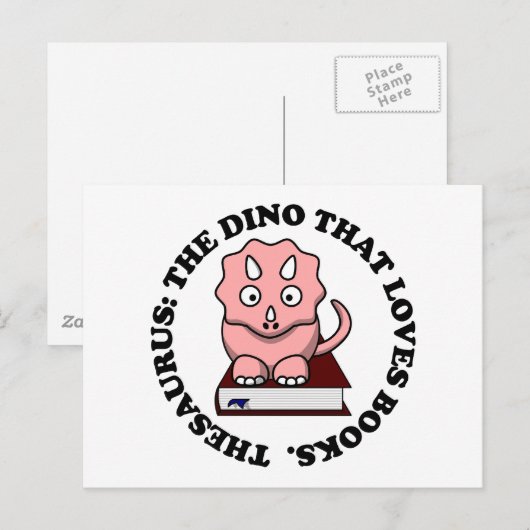 Thesaurus: Ein Dinosaurier, der Lieben Bücher lese Postkarte (Vorne/Hinten)