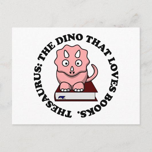 Thesaurus: Ein Dinosaurier, der Lieben Bücher lese Postkarte (Vorderseite)
