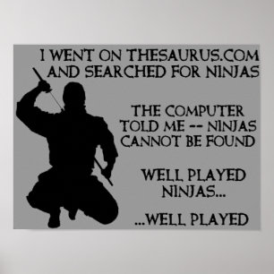 Thesaurus Ninjas Lustiges Ninja Poster Schild
