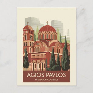 Thessaloniki Agios Pavlos Reise Kunst Vintage Postkarte
