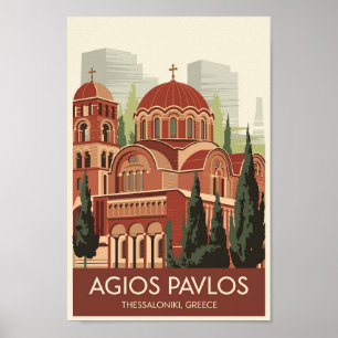 Thessaloniki Agios Pavlos Reisen Vintag Poster