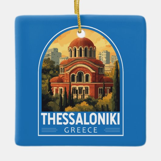 Thessaloniki Griechenland Agios Pavlos Travel Art  Keramikornament (Vorderseite)
