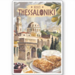 Thessaloniki Griechenland Malerische Reisen Vintag Aufkleber<br><div class="desc">Thessaloniki retro Vektor Reise Design. Thessaloniki ist eine griechische Hafenstadt am Thermaischen Golf der Ägäis.</div>
