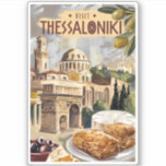 Thessaloniki Griechenland Malerische Reisen Vintag Aufkleber<br><div class="desc">Thessaloniki retro Vektor Reise Design. Thessaloniki ist eine griechische Hafenstadt am Thermaischen Golf der Ägäis.</div>