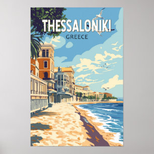 Thessaloniki Griechenland Reise Kunst Vintage Poster