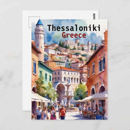 Thessaloniki Griechenland Reisen Aquarellbilder Postkarte (Vorne/Hinten)