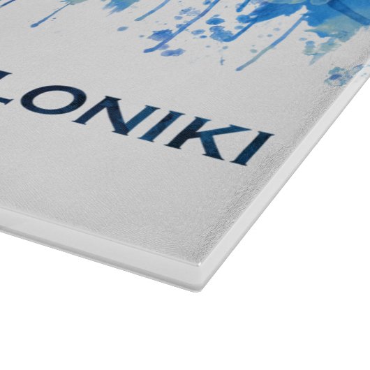 Thessaloniki Griechenland Skyline Blue Schneidebrett (Ecke)