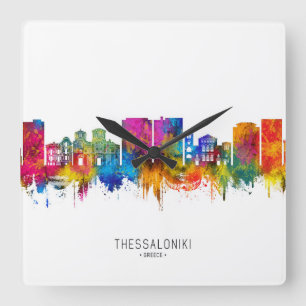 Thessaloniki Griechenland Skyline Quadratische Wanduhr