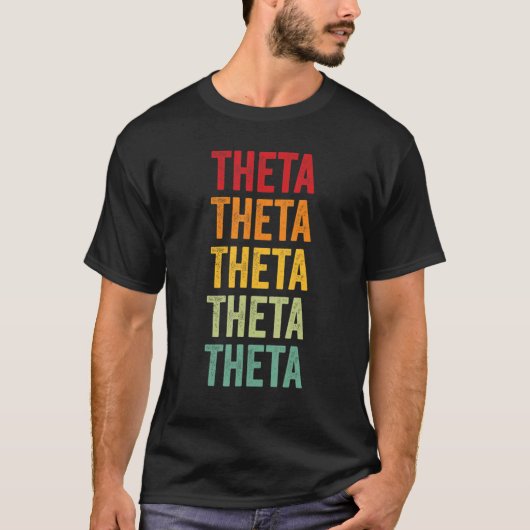Theta Crypto Rainbow Text Design T-Shirt (Vorderseite)
